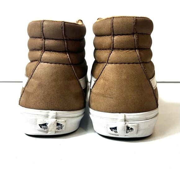 Vans Classic Sk8-Hi Tan Leather Womens Sz 9.5 Skate Shoes Mens 8 Lace Up Sneaker - Picture 8 of 10
